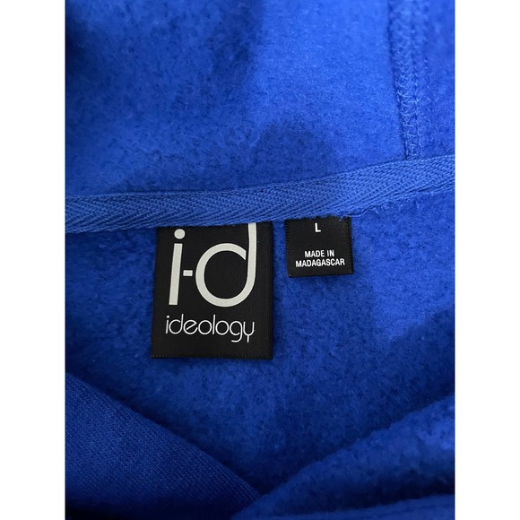 ID Ideology Men's Large Fleece Hoodie Front Pouch Pocket Ribbed Knit Trim NEW - Picture 7 of 7